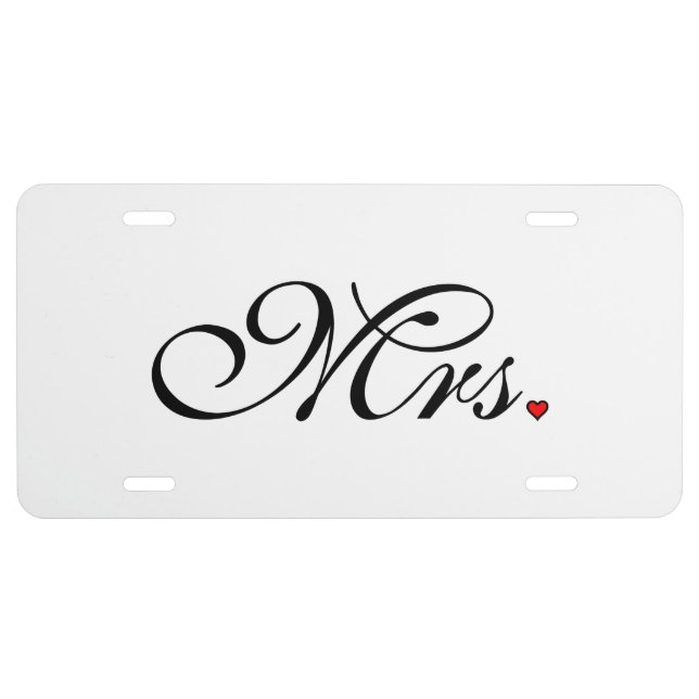 Mrs. Wife Bride His Her Newly Weds License Plate (Front)
