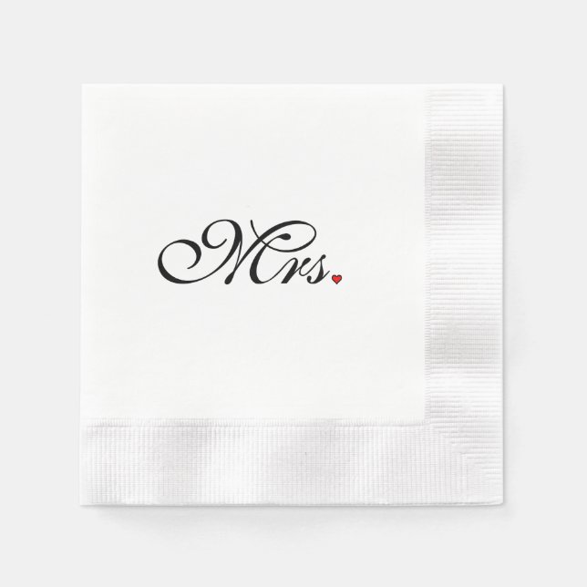 Mrs. Wife Bride His Her Newly Weds Paper Napkins (Front)