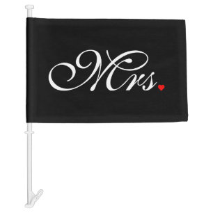 Mrs. Wife Bride His Hers Newly Weds Car Flag