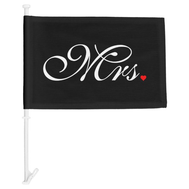 Mrs. Wife Bride His Hers Newly Weds Car Flag (Front)