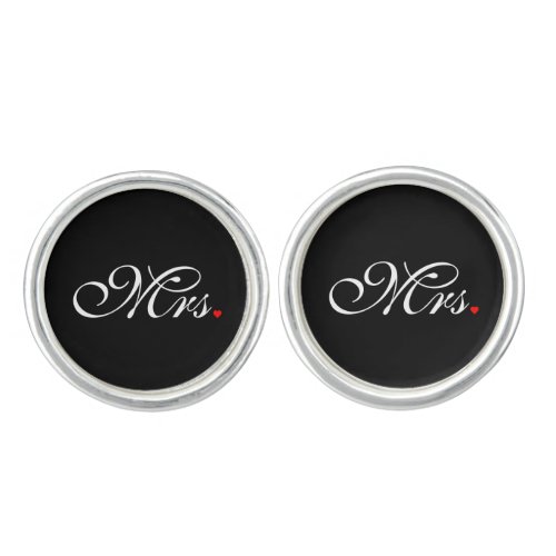 Mrs Wife Bride His Hers Newly Weds Cufflinks