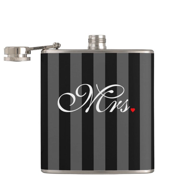 Mrs. Wife Bride His Hers Newly Weds Flask (Opened)