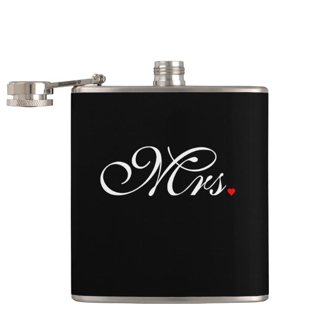 Mrs. Wife Bride His Hers Newly Weds Hip Flask (Opened)