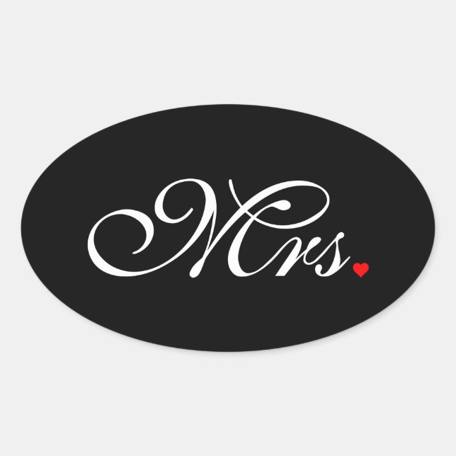 Mrs. Wife Bride His Hers Newly Weds Oval Sticker (Front)