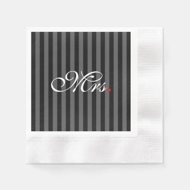 Mrs. Wife Bride His Hers Newly Weds Paper Napkins (Front)