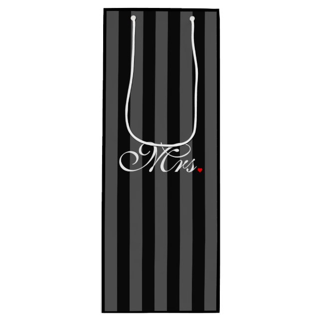 Mrs. Wife Bride His Hers Newly Weds Wine Gift Bag (Front)
