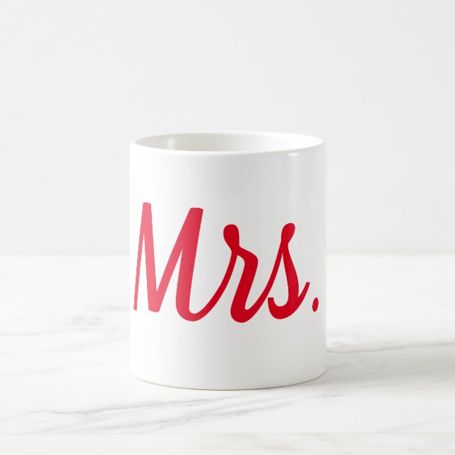 Mrs Wife Couple Monogram Red Bold Custom Coffee Mug (Center)
