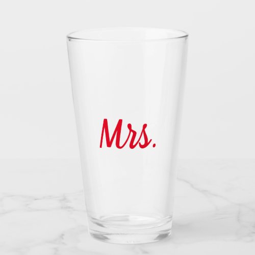 Mrs Wife Couple Monogram Red Bold Custom Glass