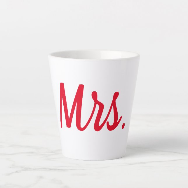 Mrs Wife Couple Monogram Red Bold Custom Latte Mug (Front)