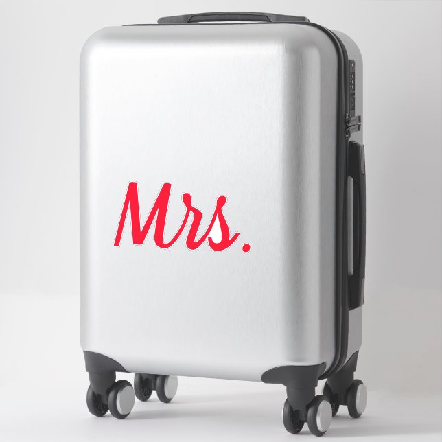 Mrs Wife Couple Monogram Red Bold Custom Sticker (Suitcase)