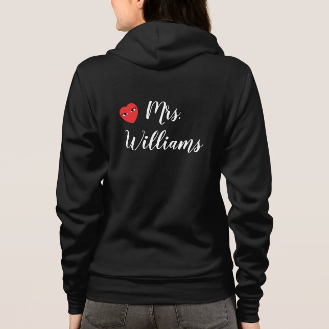 Mrs. Wifey Hoody with Red Heart in black (Back)