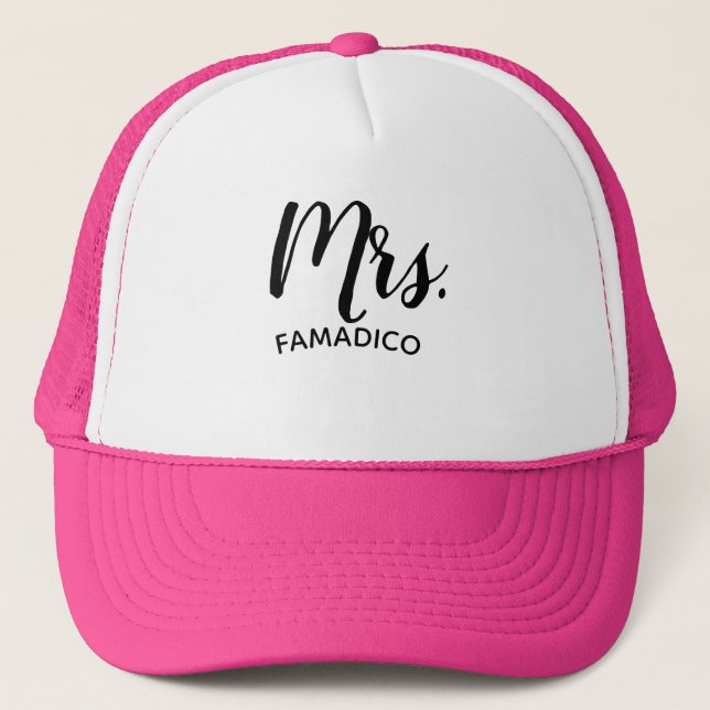 Mrs. ( Your Last Name ) Wedding Trucker Hat (Front)