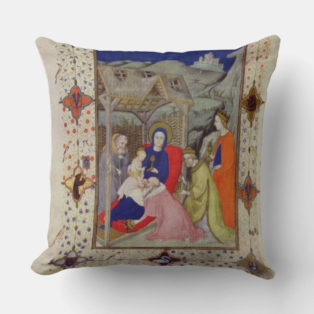 MS 11060-11061 Hours of Notre Dame: Sexte, Adorati Throw Pillow (Front)