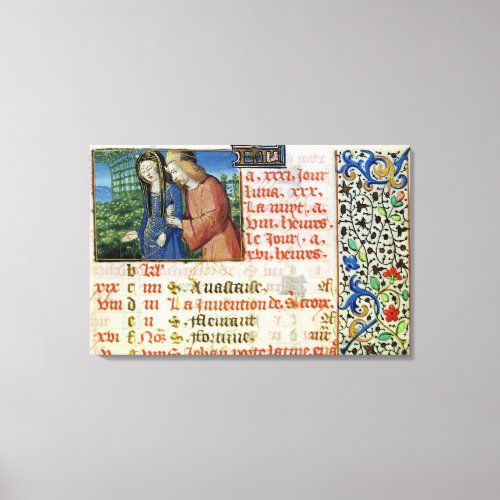 Ms 134 May Courting Couple from a Book of Hours Canvas Print
