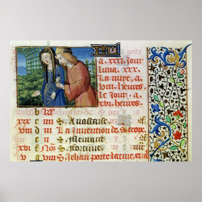 Ms 134 May: Courting Couple, from a Book of Hours Poster (Front)
