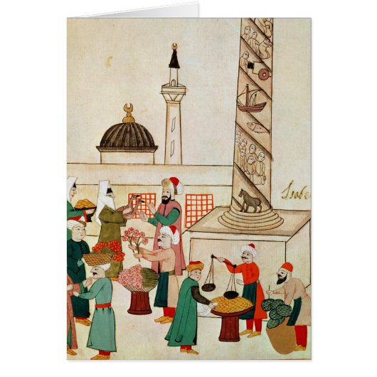 Ms 1671 A Bazaar in Istanbul, c.1580 Cards (Front)