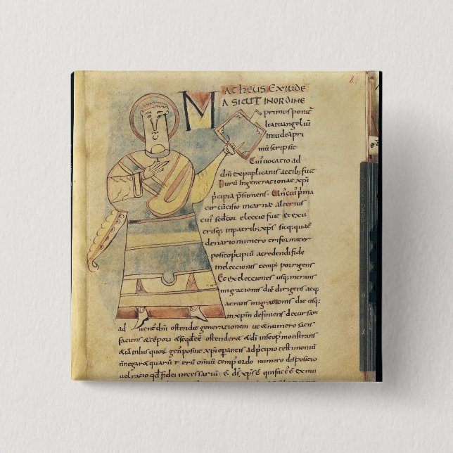 Ms 18 f.8 St. Matthew the Evangelist Pinback Button (Front)