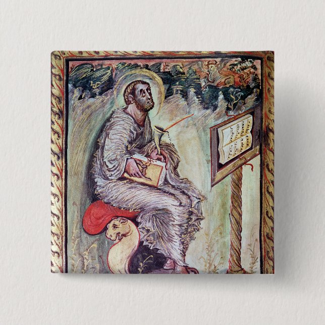 Ms 1 fol.90v St. Luke, from the Ebbo Gospels Pinback Button (Front)