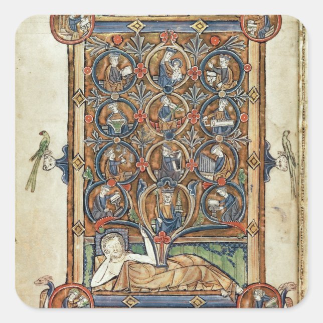 Ms 21926 The Tree of Jesse from a psalter Square Sticker (Front)