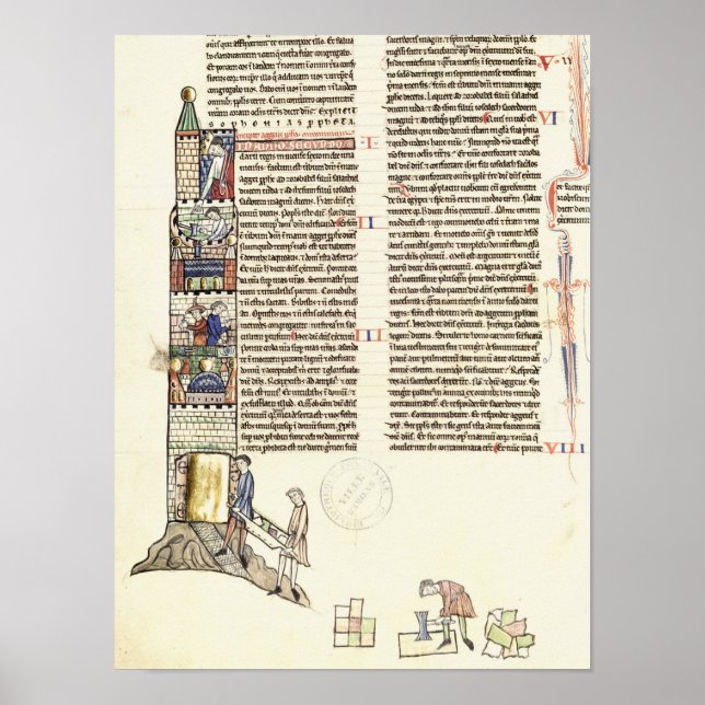 Ms 21 f.167v Construction of a Tower Poster (Front)