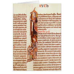 Ms 21 fol.97 Ruth and Boaz, from a Bible Cards