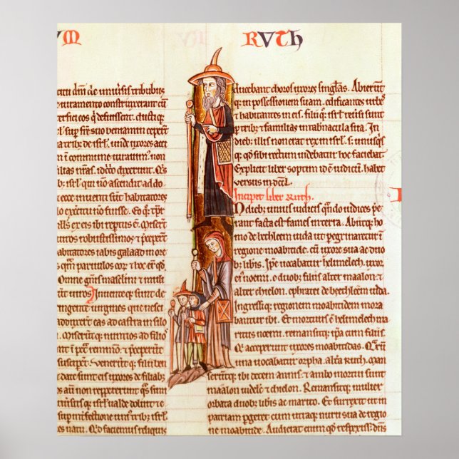 Ms 21 fol.97 Ruth and Boaz, from a Bible Poster (Front)