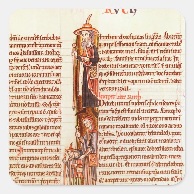 Ms 21 fol.97 Ruth and Boaz, from a Bible Square Sticker (Front)