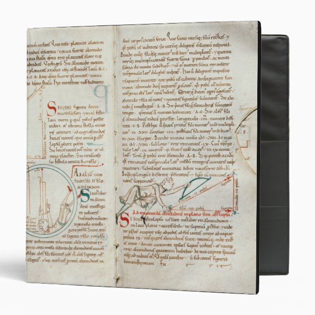 Ms 235 f.32 & 33 Geometry, from a 'Traite d'Astron 3 Ring Binder (Front/Inside)