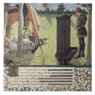 Ms. 2597 At Sunrise, Heart reads the inscription o Ceramic Tile