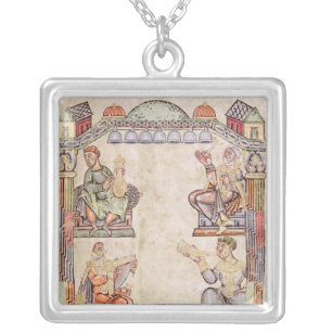 Ms 2 fol.11  Four Musicians, from a Book of Hours Silver Plated Necklace