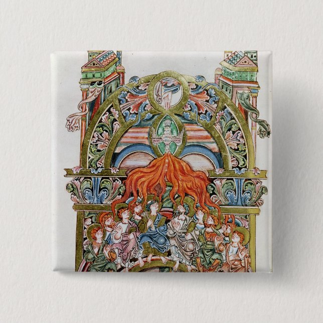 Ms 369  f.29v Pentecost Pinback Button (Front)