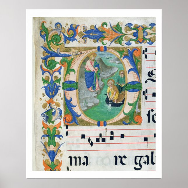 Ms 515 f.1r The Miraculous Draught of Fishes, from Poster (Front)