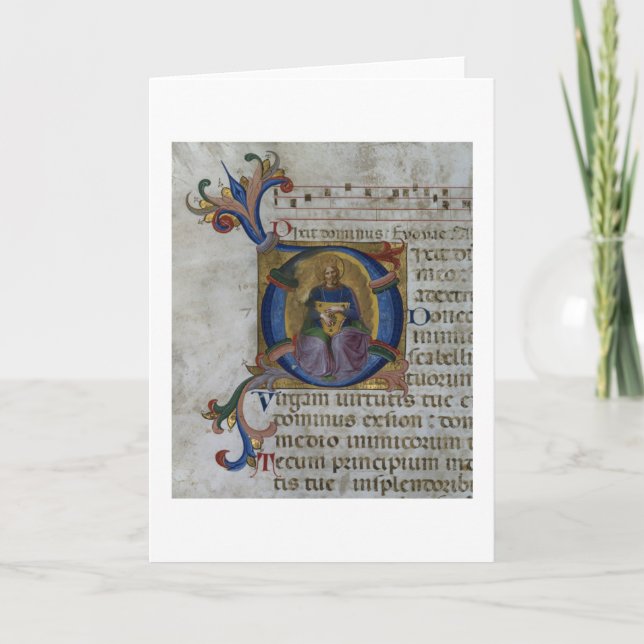 Ms 531 f.169v Historiated initial 'D' depicting Ki Note Card (Front)