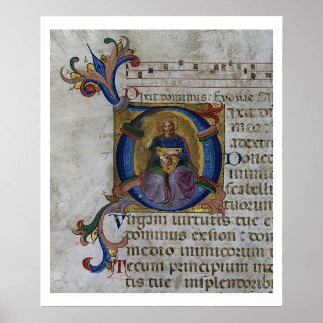 Ms 531 f.169v Historiated initial 'D' depicting Ki Poster (Front)