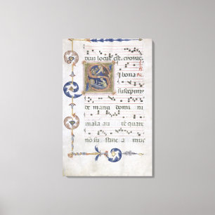 Ms 564 f.13v Page with historiated initial 'S' dep Canvas Print