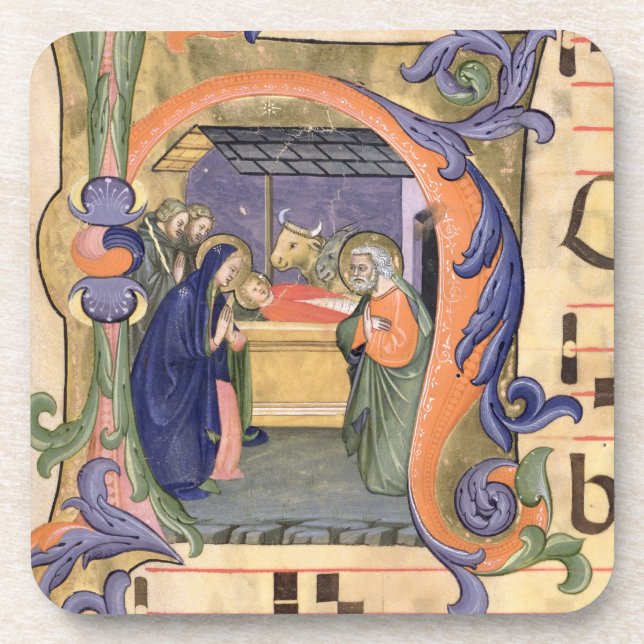 Ms 571 f.6r Historiated initial 'H' depicting the Beverage Coaster (Front)