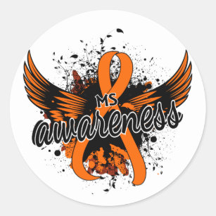 MS Decals, MS Stickers, MS Awareness, Multiple Sclerosis, Awareness Ribbon,  Orange Ribbon, Awareness Decals, Ribbon Decals -  UK