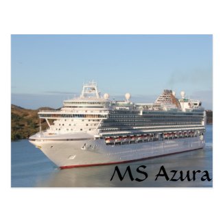 MS Azura Cruise Ship Close-Up on Antigua Postcard