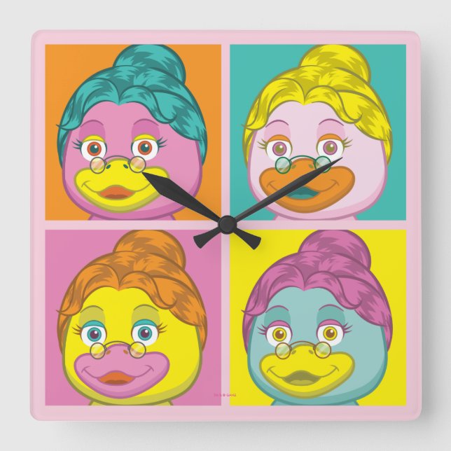 Ms. Birdy Pop Art Square Wall Clock (Front)