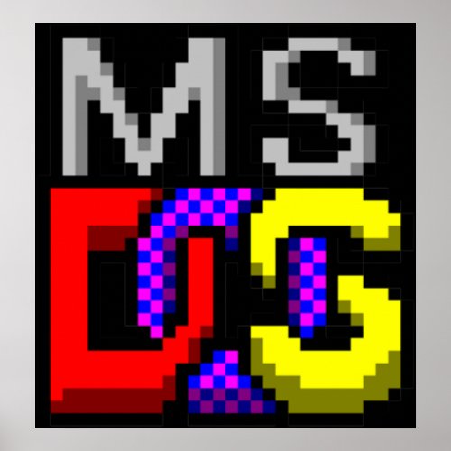 MS_DOS Icon Retro Pixel Computer Symbol Poster