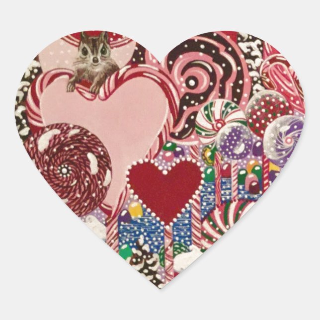 Ms. Elizabeth's Peppermint World Heart Sticker (Front)