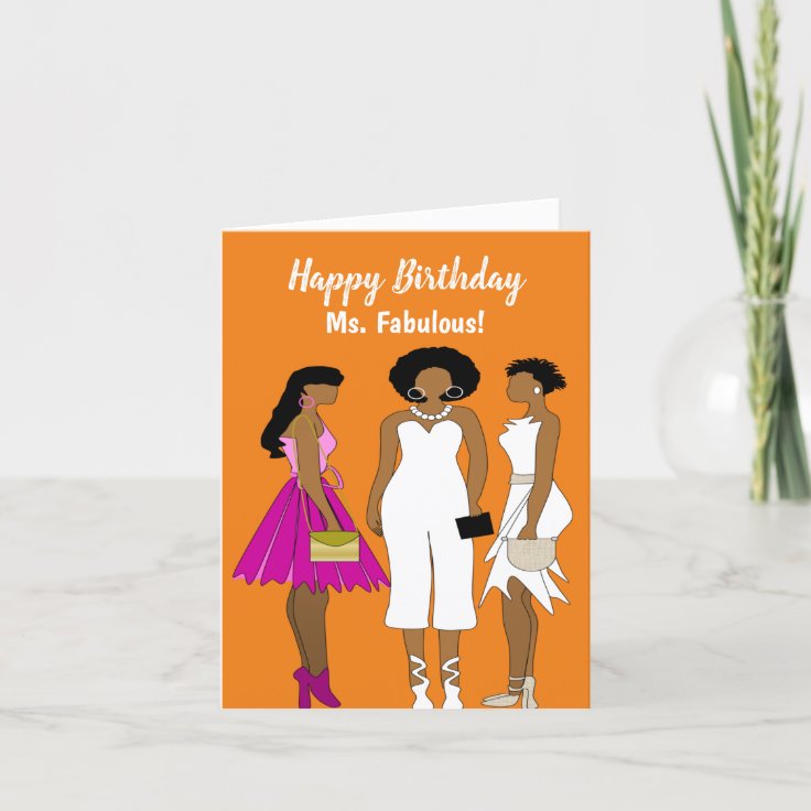 Ms. Fabulous African American Happy Birthday Card 