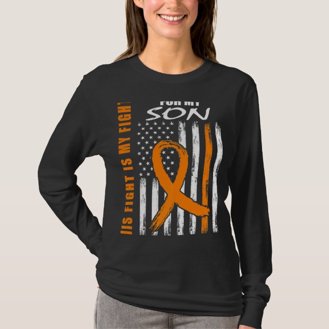 MS Family Fight Son Multiple Sclerosis American Fl T-Shirt (Front)