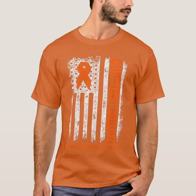 MS Flag Orange Support Squad Multiple Sclerosis Aw T-Shirt (Front)