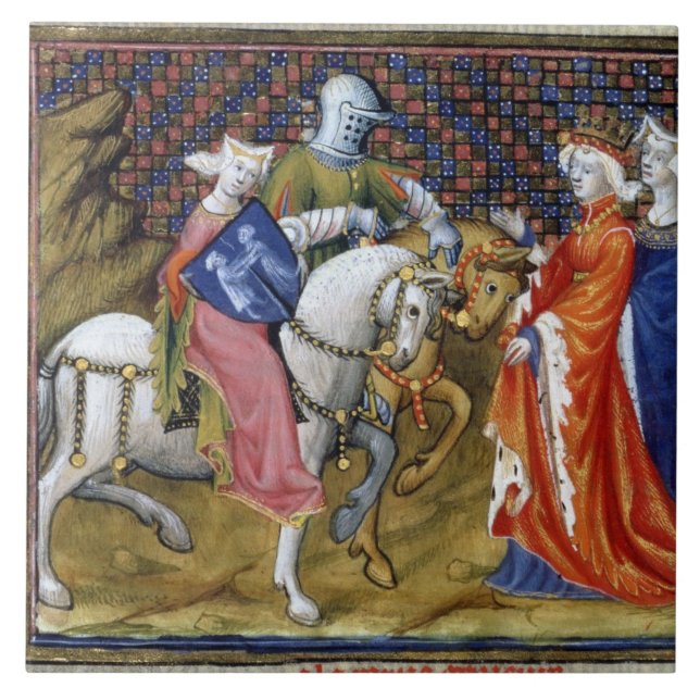 Ms Fr. 120 The Lady of the Lake Meeting Guinevere, Tile (Front)