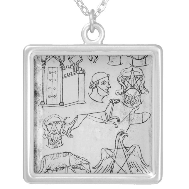 Ms Fr 19093 fol.18v Various drawings Silver Plated Necklace (Front)