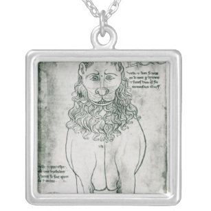 Ms Fr 19093 fol.24v Lion and Porcupine Silver Plated Necklace