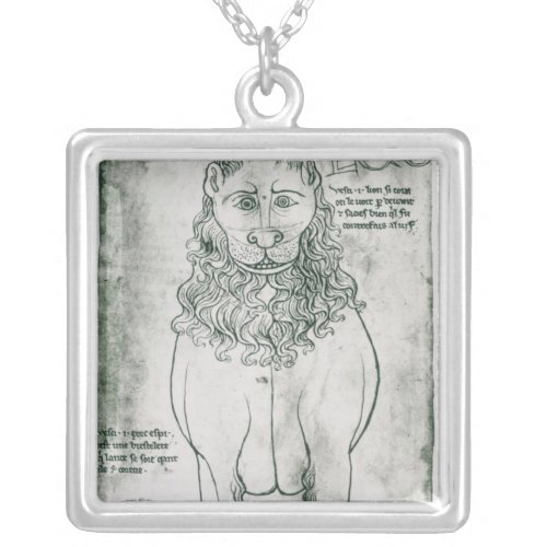 Ms Fr 19093 fol24v Lion and Porcupine Silver Plated Necklace