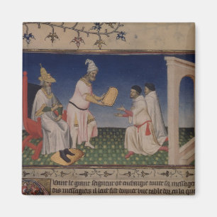 Ms Fr 2810 f.3v Kublai Khan (1214-94) giving his g Magnet