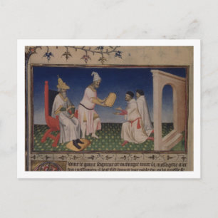 Ms Fr 2810 f.3v Kublai Khan (1214-94) giving his g Postcard